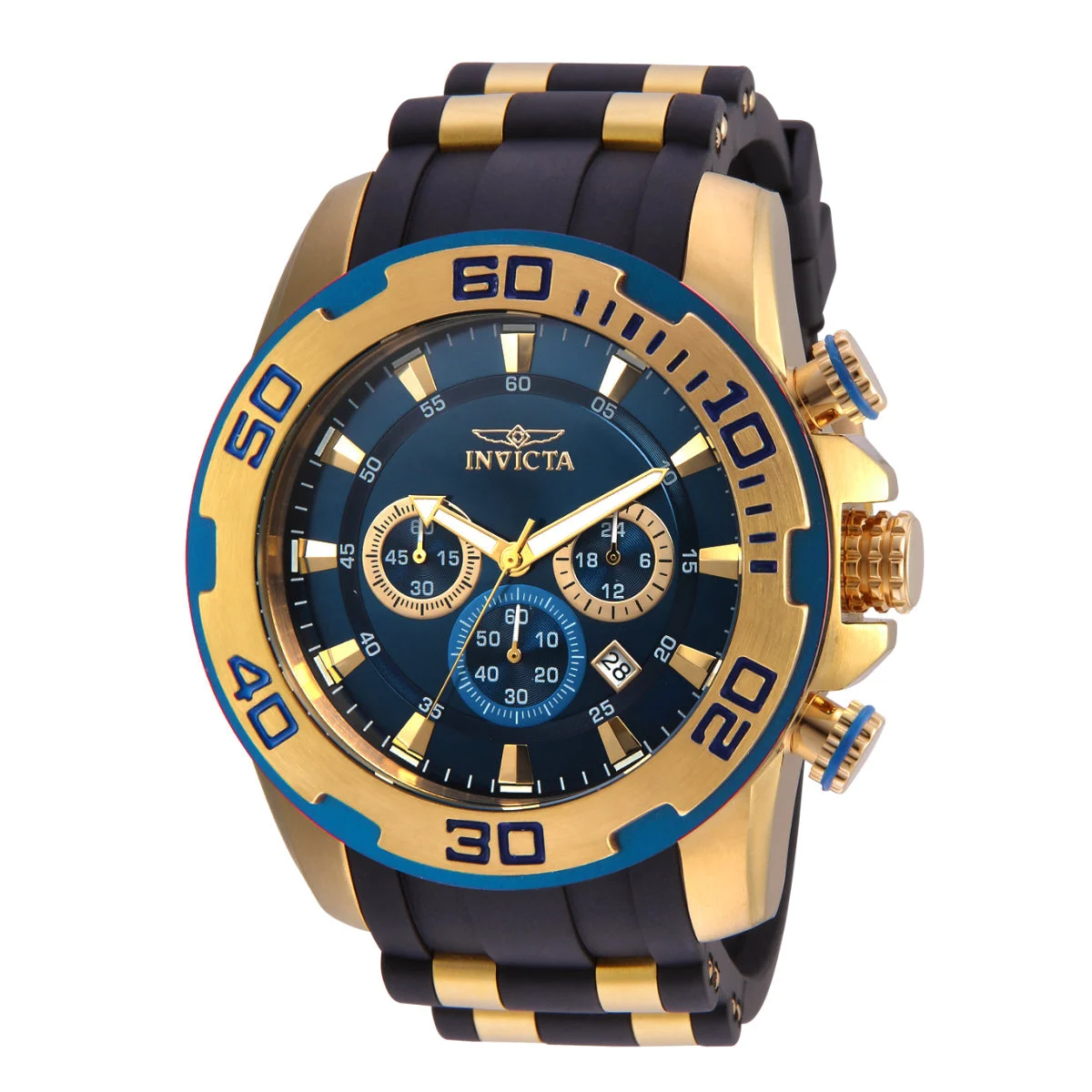 Invicta Pro Diver SCUBA Watch - 50mm, Gold, Black (22341) 50 mm kol saati