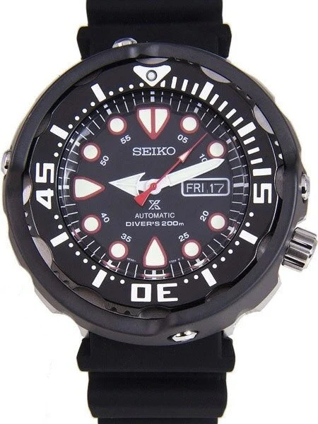Seiko Prospex 24-Jewel Automatic Black PVD Dive Watch with Case Shroud #SRP655 kol saati