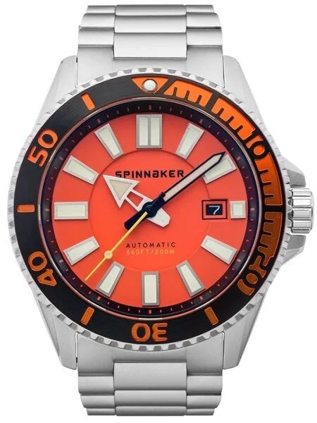 Spinnaker Automatic 200 Meter Dive Watch with Stainless Steel Bracelet #SP-5074-44 52 mm kol saati