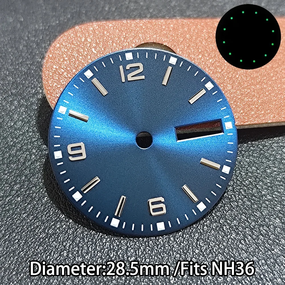 Tandorio Dial 28.5mm Green Luminous For Nh36 Movement with hands set 8x12x12.5mm 12000052814854489 28.5 mm kol saati