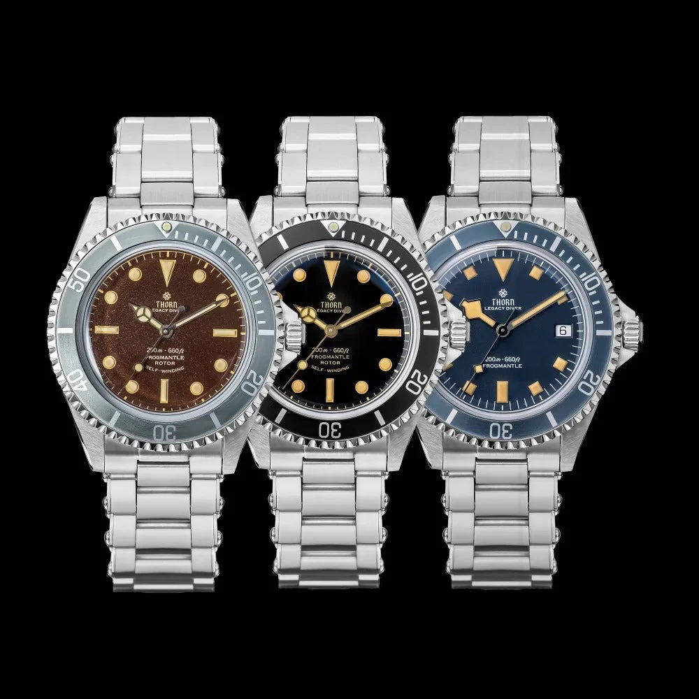 Cronos Watch Store Thorn T023 40mm Vintage Sub Diver Watch V2 西溜-T023-黑盘-850 40 mm kol saati