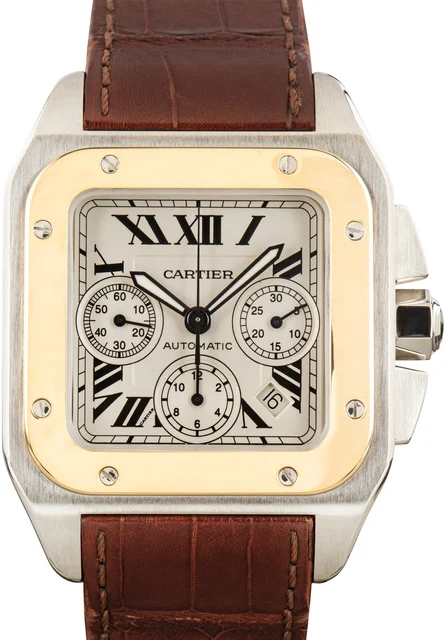 Cartier Santos 100 Ref W20091X7 Steel & 18k Yellow Gold kol saati