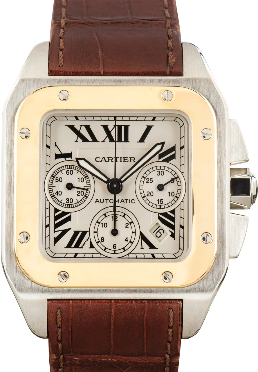Cartier Santos 100 Ref W20091X7 Steel & 18k Yellow Gold kol saati