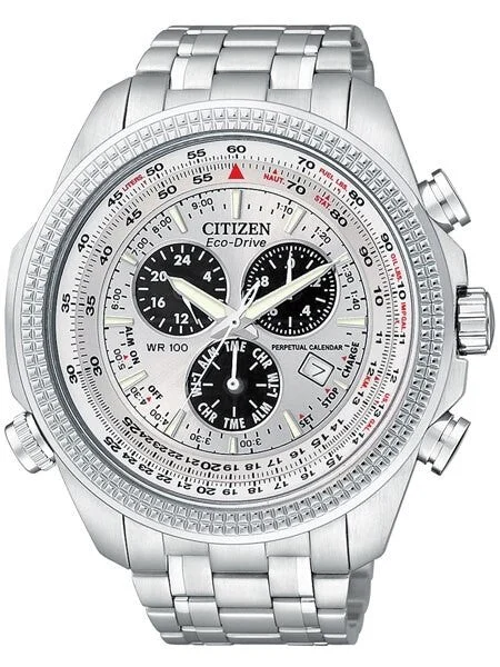 Citizen Eco-Drive Perpetual Calendar, Chronograph Watch with Alarm #BL5400-52A kol saati