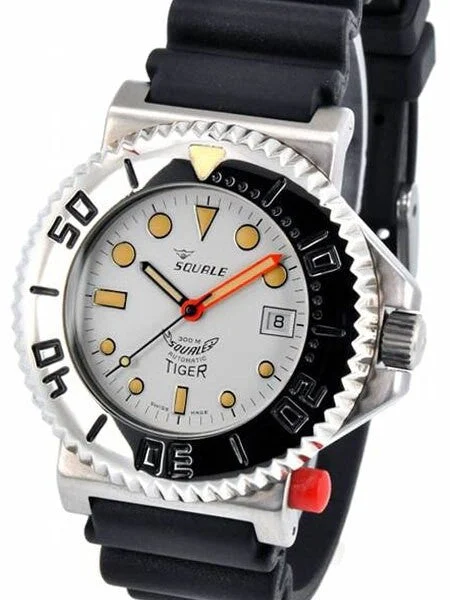 Squale Vintage Swiss Automatic Dive watch with Locking Bezel #Tiger-064-WH kol saati