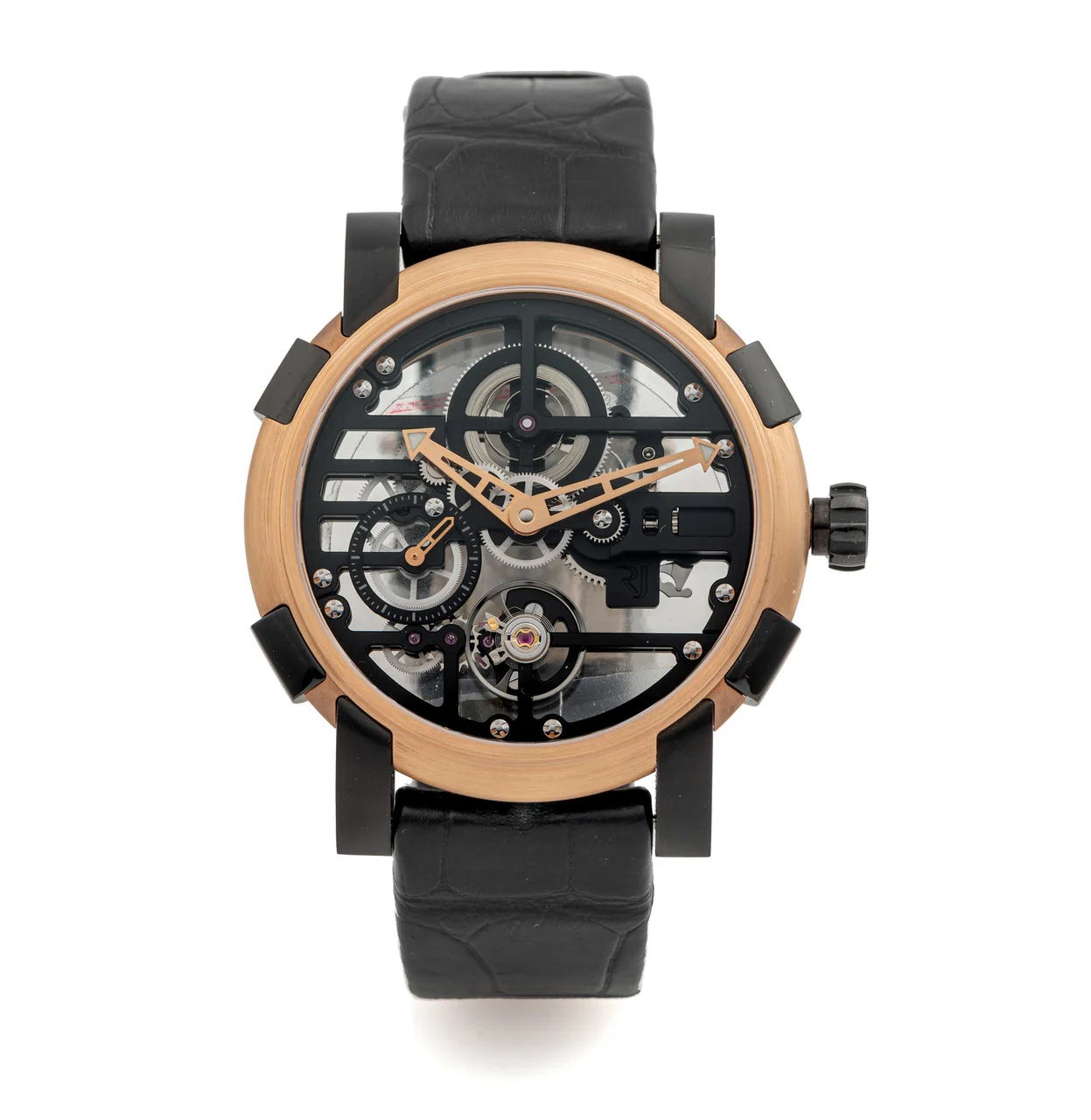 RJ – Romain Jérôme Ref. RJMAU031, skeleton; “Moon DNA”; limited edition of 99 examples; 18K pink gold and carbon fibre; “ ” ( ) kol saati