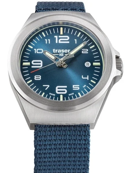 Traser Essential S Blue Dial Watch w/Trigalight + SuperLuminova #108210 37 mm kol saati