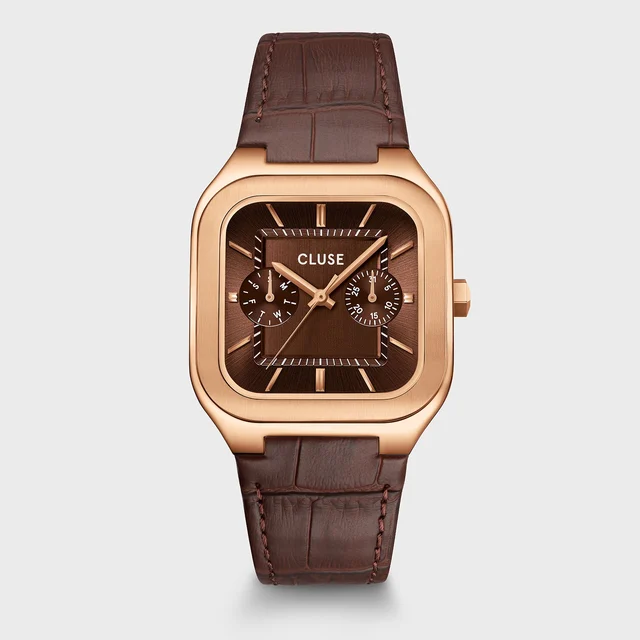 CLUSE Quadrus Multifunction Watch Leather, Brown, Rose Gold Colour CW26206 kol saati