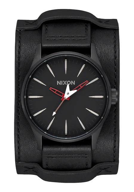 Nixon US Sentry Leather - Black / Red / Seek & Destroy A105-3332-00 kol saati