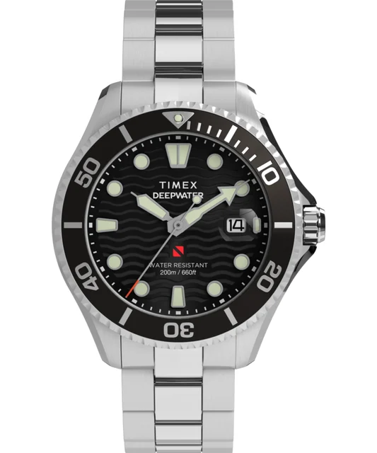 Timex Deepwater Meridian 200 44mm Stainless Steel Bracelet Watch TW2W82000 kol saati