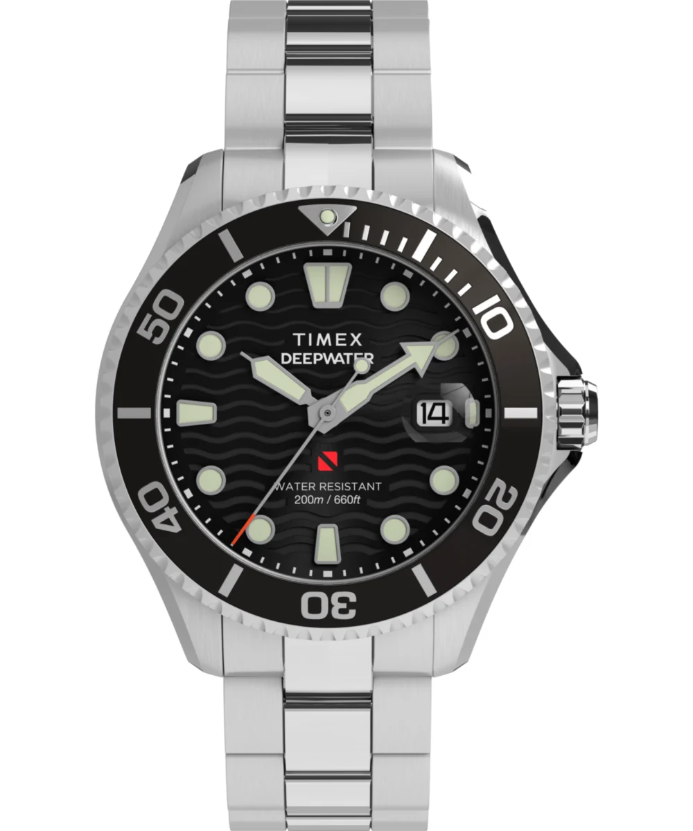 Timex Deepwater Meridian 200 44mm Stainless Steel Bracelet Watch TW2W82000VQ 44 mm kol saati