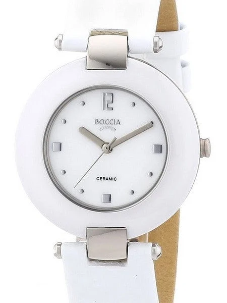 Boccia Quartz Watch with Titanium and White Ceramic Case #3190-01 kol saati