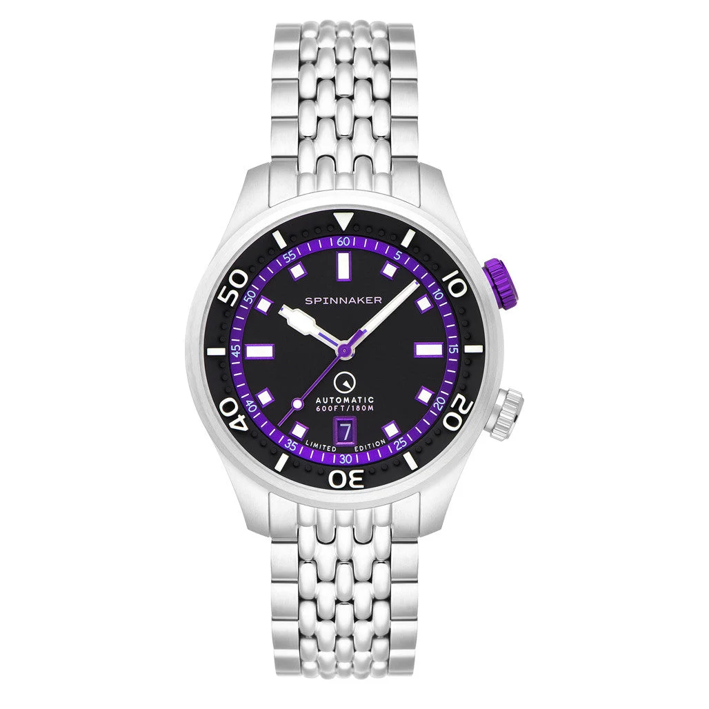 Spinnaker Islander Bradner Limited Edition Compressor Style Watch with Black and Purple Dial #SP-5062-LIW33 49.5 mm kol saati