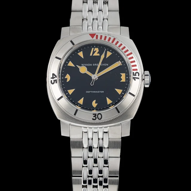 Nivada Grenchen Pacman Depthmaster 42mm on Bead of Rice Bracelet 210009N39403 kol saati