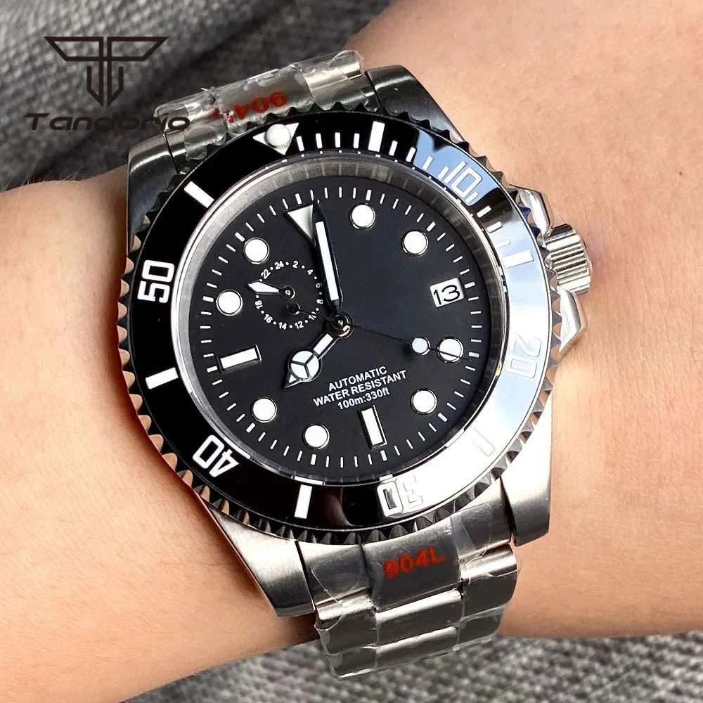 Tandorio Watches Sub Second Diver Tandorio TD266S 40MM NH37 Automatic Watch Sapphire 10Bar 1005009068533253-black dial 1-bezel B-steel back 40 mm kol saati