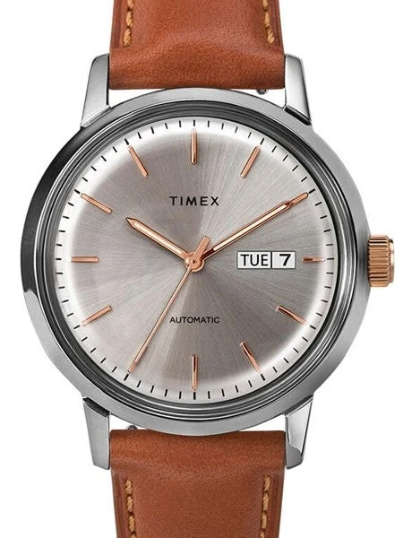 Timex Marlin 21-Jewel Automatic Watch with Stainless Steel Case and Silver Dial #TW2U11800