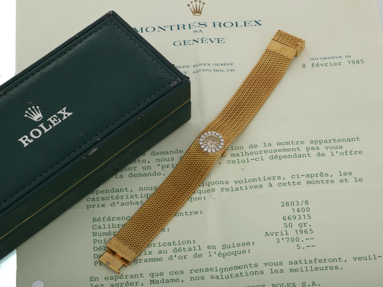 Rolex ROLEX, REF. 2803, BRACELET WATCH,DIAMOND BEZEL, YELLOW GOLD kol saati