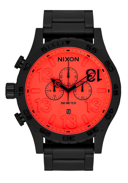Nixon US Chrono Friday the 13th Edition - Super Black / Neon Red / US A1473-5403-00 kol sa