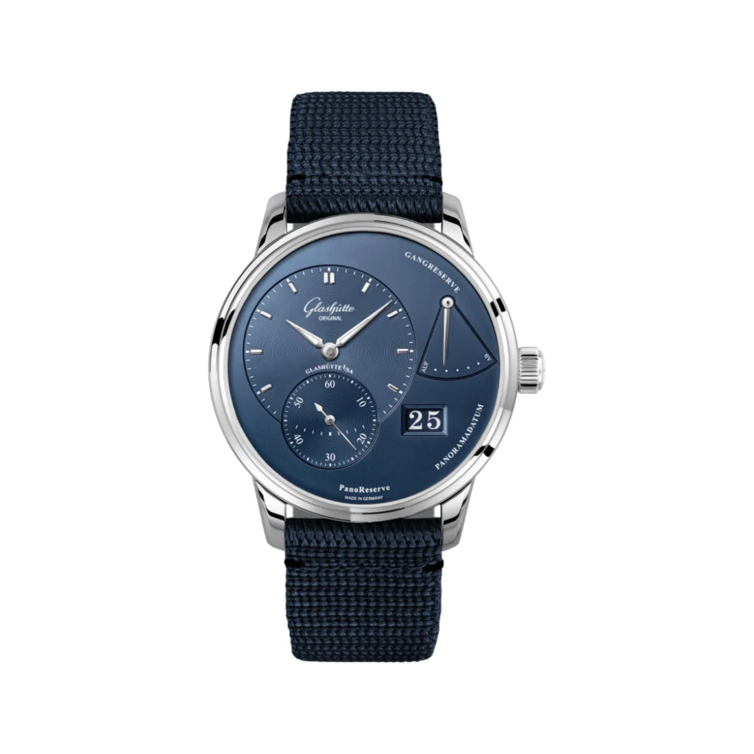 Glashutte Original PanoReserve 40mm - Galvanized Blue on Strap 1-65-01-26-12-64 40 mm kol saati