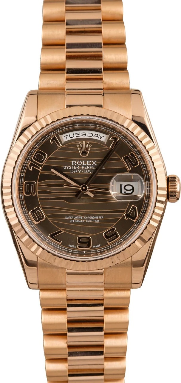 Rolex President 118235 Bronze Wave Dial 118235BKAP 36 mm kol saati