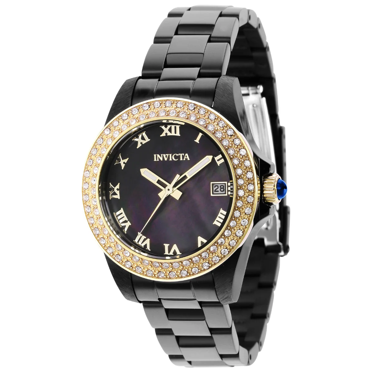 Invicta Angel Watch w/ Mother of Pearl Dial - 34mm, Black (37413) 34 mm kol saati
