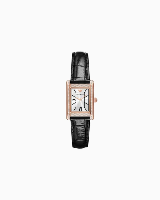 Emporio Armani Two-Hand Black Leather Watch AR11624 kol saati
