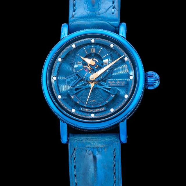 ChronoSwiss Flying Grand Regulator Open Gear ReSec Blue 210009N42334 kol saati