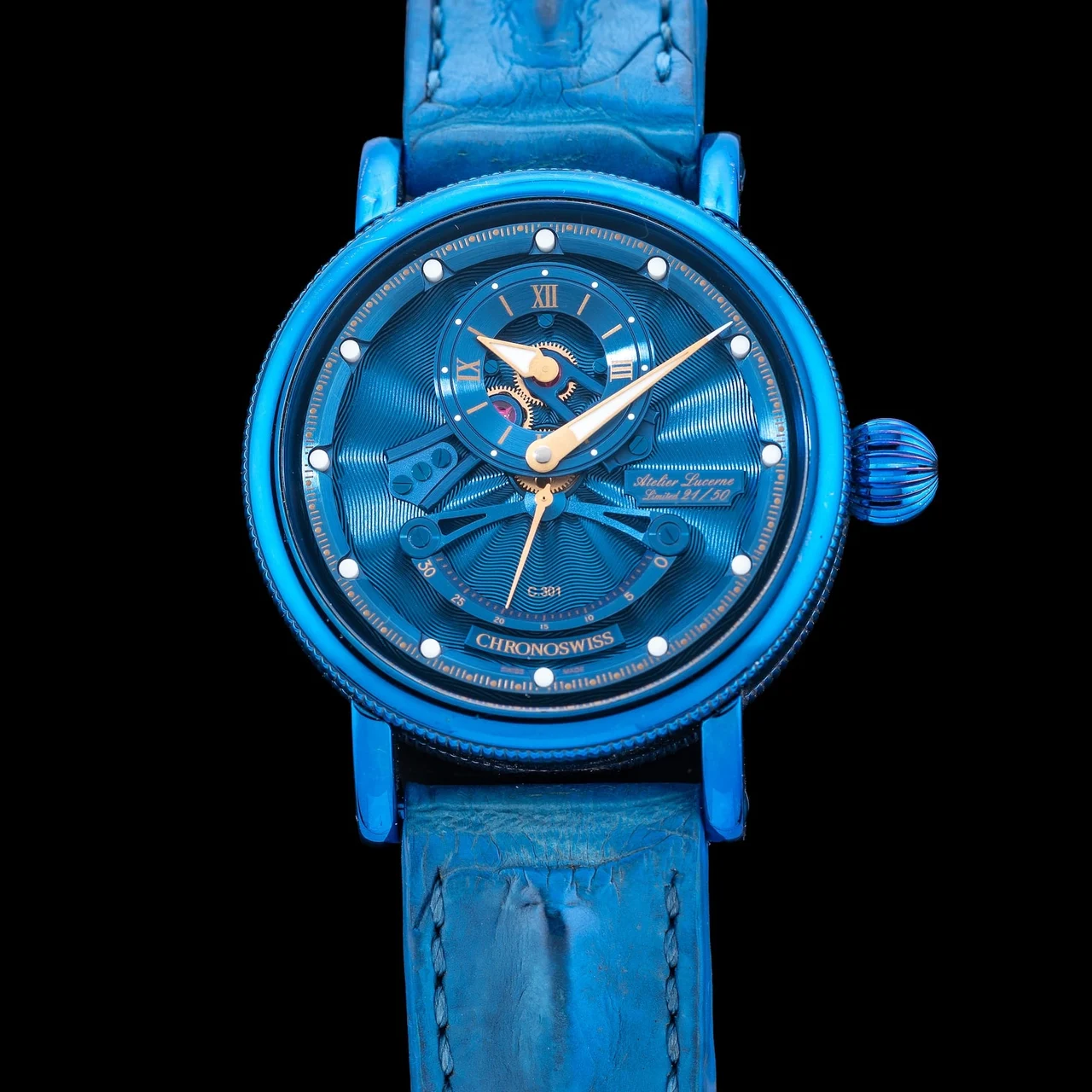 ChronoSwiss Flying Grand Regulator Open Gear ReSec Blue 210009N42334 44 mm kol saati
