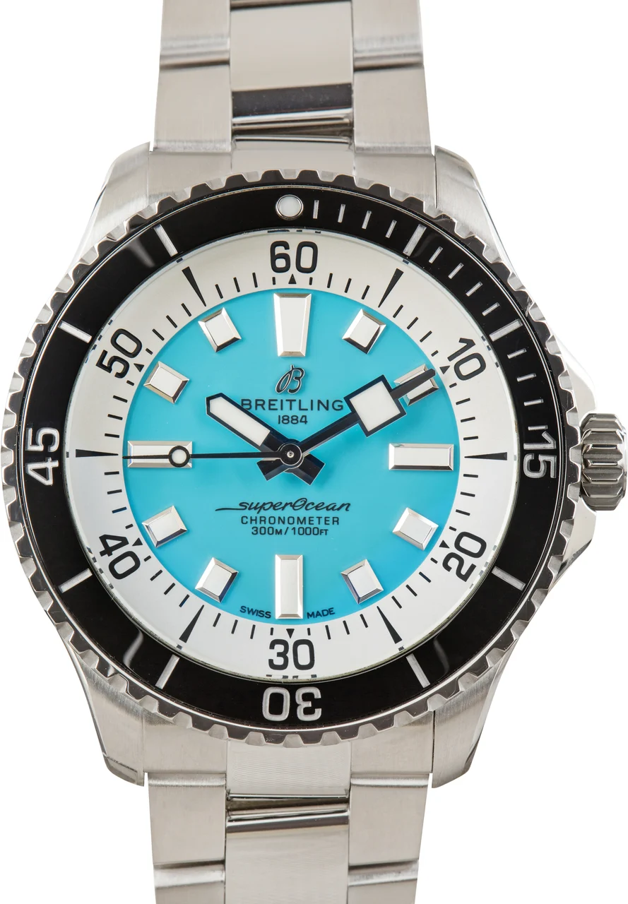 Breitling Superocean Automatic 44 Turquoise Blue Dial A17376211L2A1 46 mm kol saati
