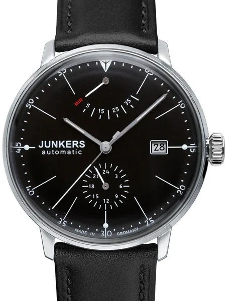 Junkers Bauhaus Automatic Watch with Power Reserve and 24hr Subdial #6060-2 kol saati