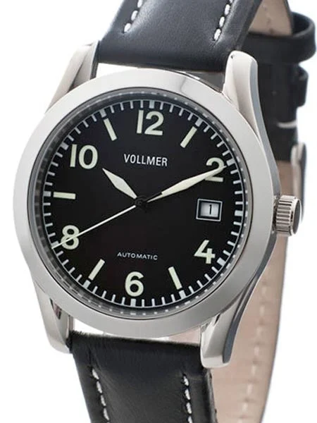 Vollmer Baron Swiss ETA Automatic Aviator Officer Watch with Sapphire Crystal V6 kol saati