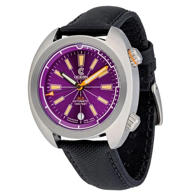 Ocean Crawler Great Lakes Diver with Purple Dial #OC-GL-V2-PR kol saati