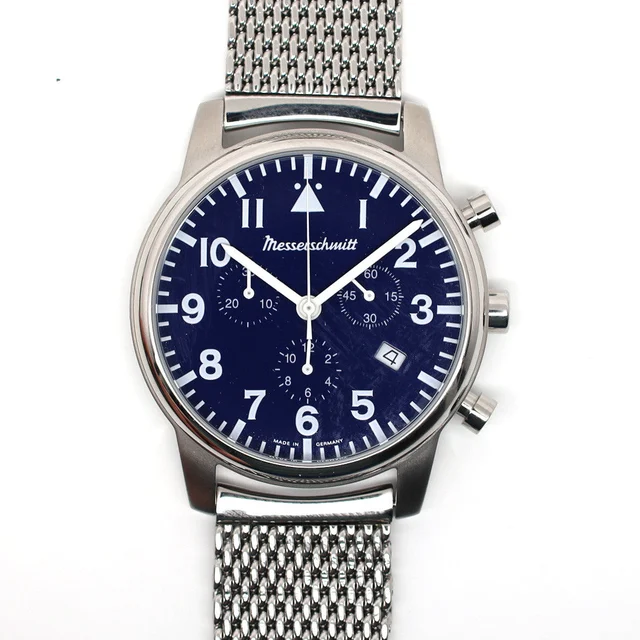 Aristo Messerschmitt Bauhaus Swiss Quartz Chronograph Watch on Mesh Bracelet #ME-4544P-M k