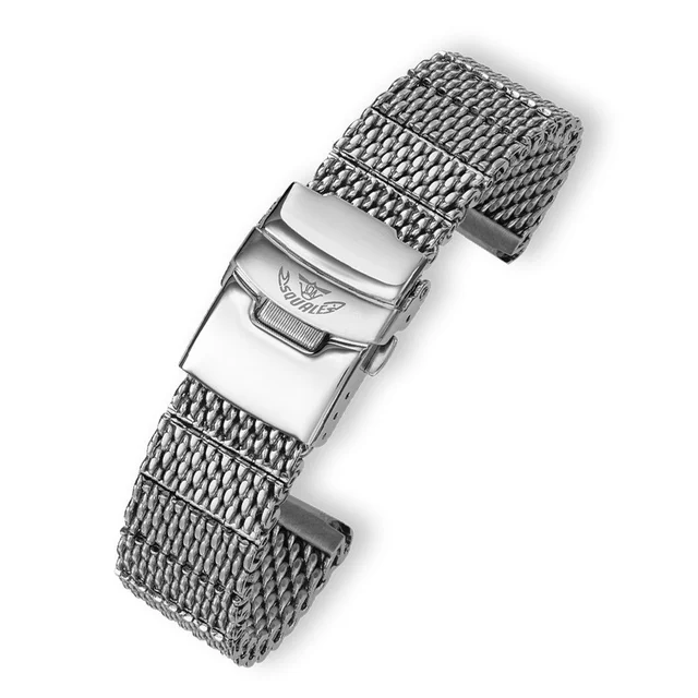 Squale Polished Mesh Bracelet #1521 (Straight End, 20mm) 1521-Mesh kol saati