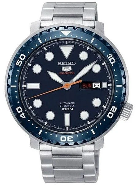 Seiko Scratch and Dent - 5 Sports Automatic 24-Jewel Bottle-Cap Watch with Dark Blue Dial 