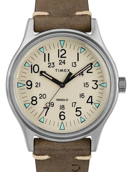 Timex Quartz Watch with Creme Dial and INDIGLO Night-Light #TW2R96800VQ kol saati