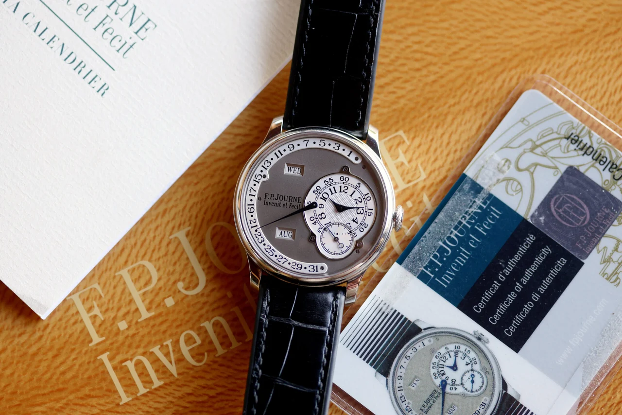 F.P. Journe Octa Calendrier ref. Q “38mm, Platinum, Gray Dia 38 mm kol saati