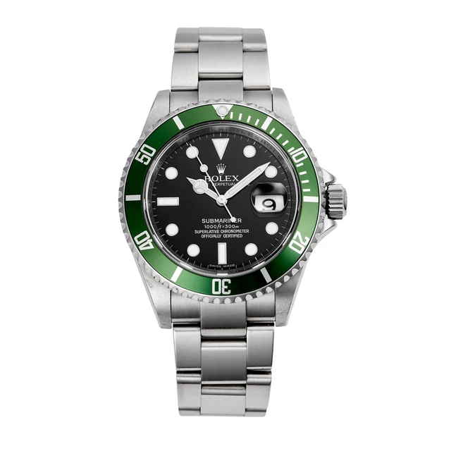 Rolex ROLEX REF. 16610LV SUBMARINER GREEN BEZEL STEEL RETAILED BY SERPICO Y LAINO Fine, ce