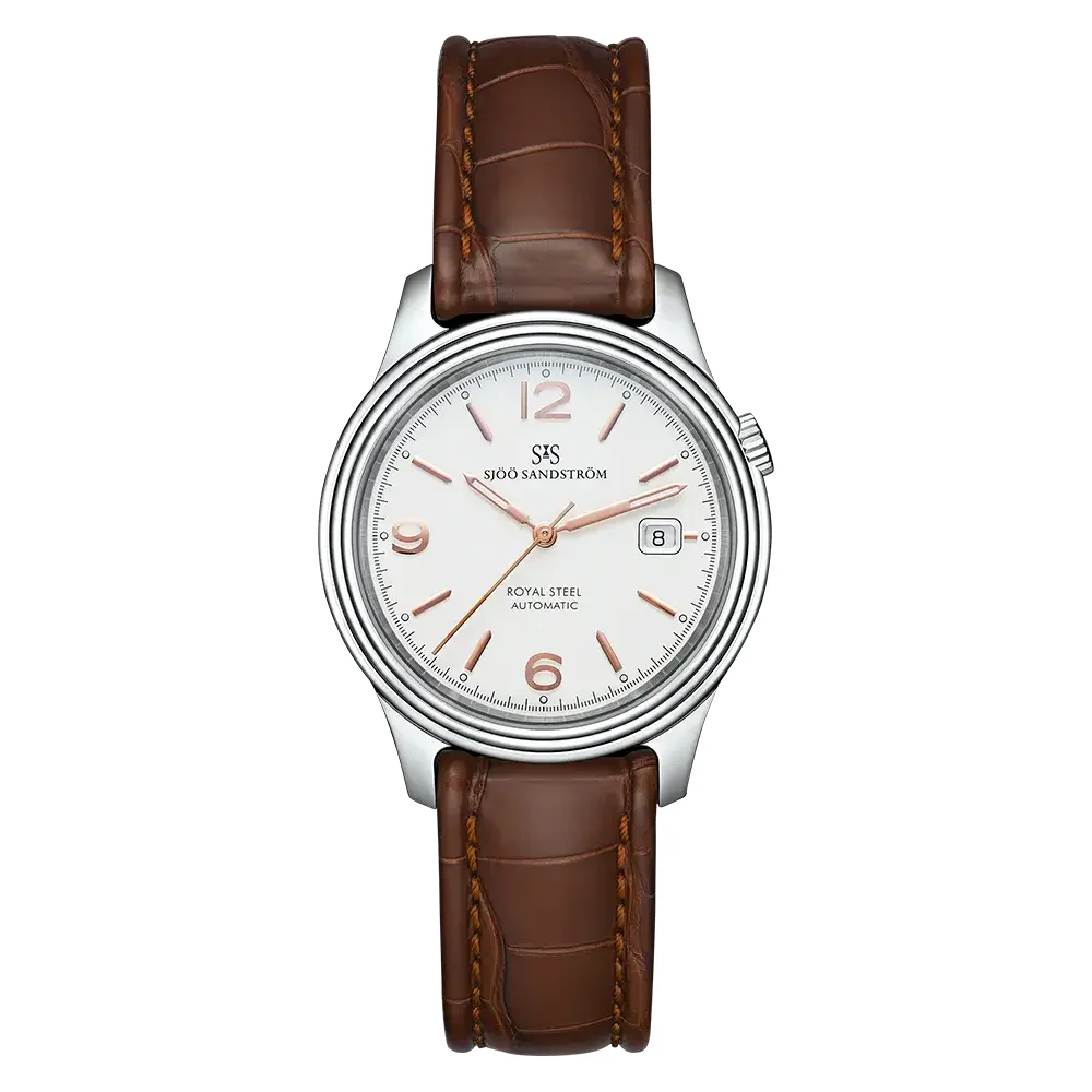 Sjöö Sandström Royal Steel Classic SS-1841-1-Ivory 41 mm kol saati