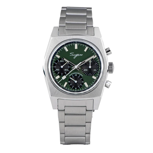 Sugess Chrono Heritage S419 Chronograph Green Dial Bracelet kol saati
