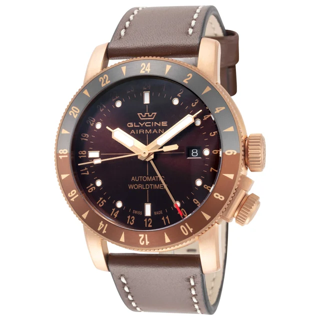 Glycine Airman Contemporary Bronze GMT Watch GL0549 kol saati