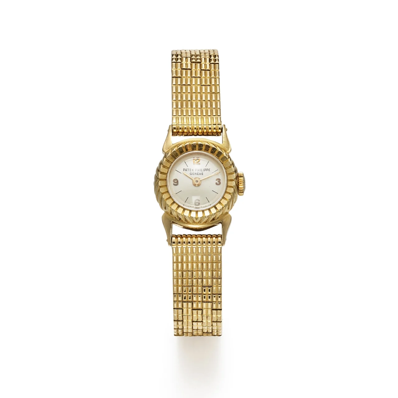 Patek Philippe PATEK PHILIPPE REF. 3214-1, MANUAL-WINDING WRISTWATCH WITH FRENCH PATENTED BRACELET; 18K YELLOW GOLD kol saati