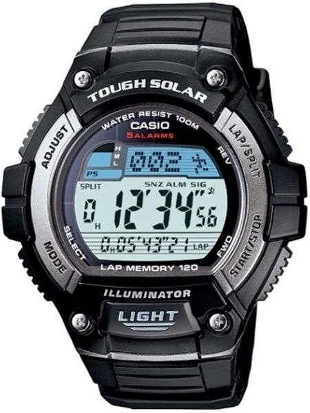 Casio Tough Solar-Light Powered Digital World Time Chronograph Alarm #W-S220-1AV kol saati