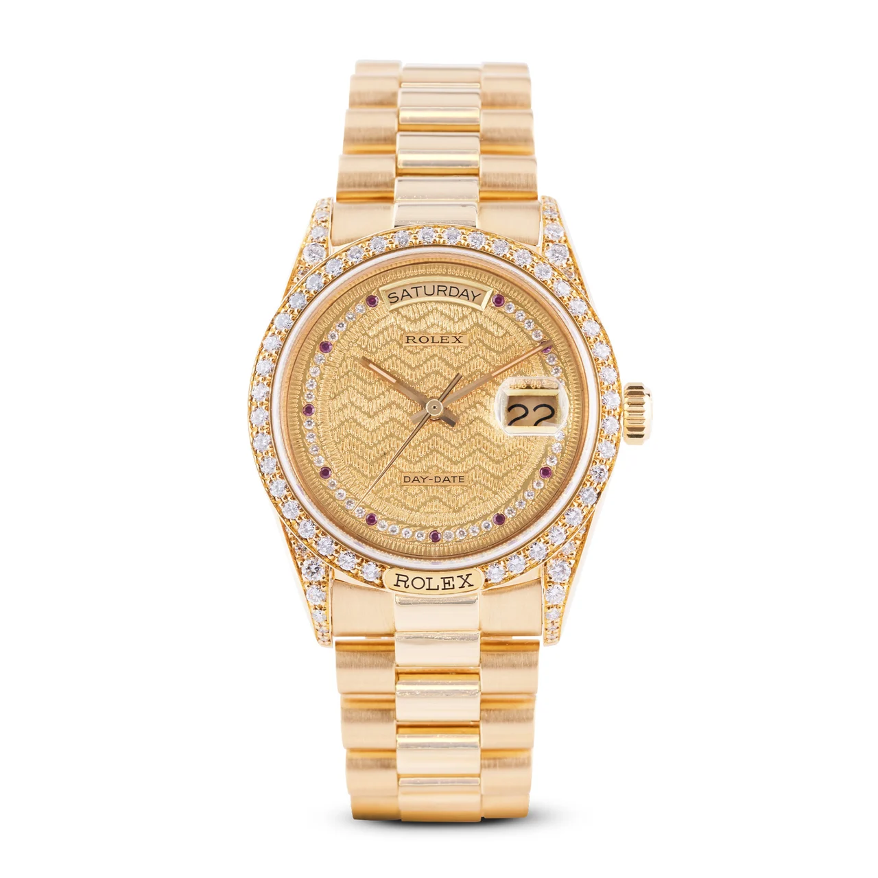 Rolex ROLEX REF. 18138, DAY-DATE, 18K YELLOW GOLD, DIAMOND & RUBY kol saati