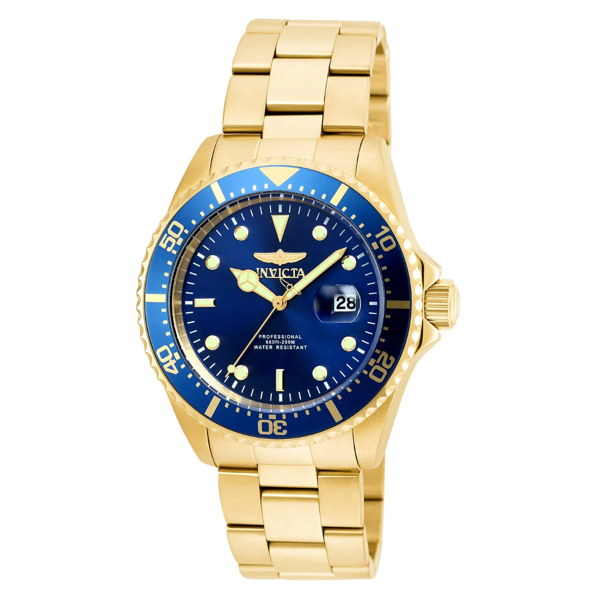 Invicta Pro Diver Watch - 43mm, Gold (22063) 43 mm kol saati