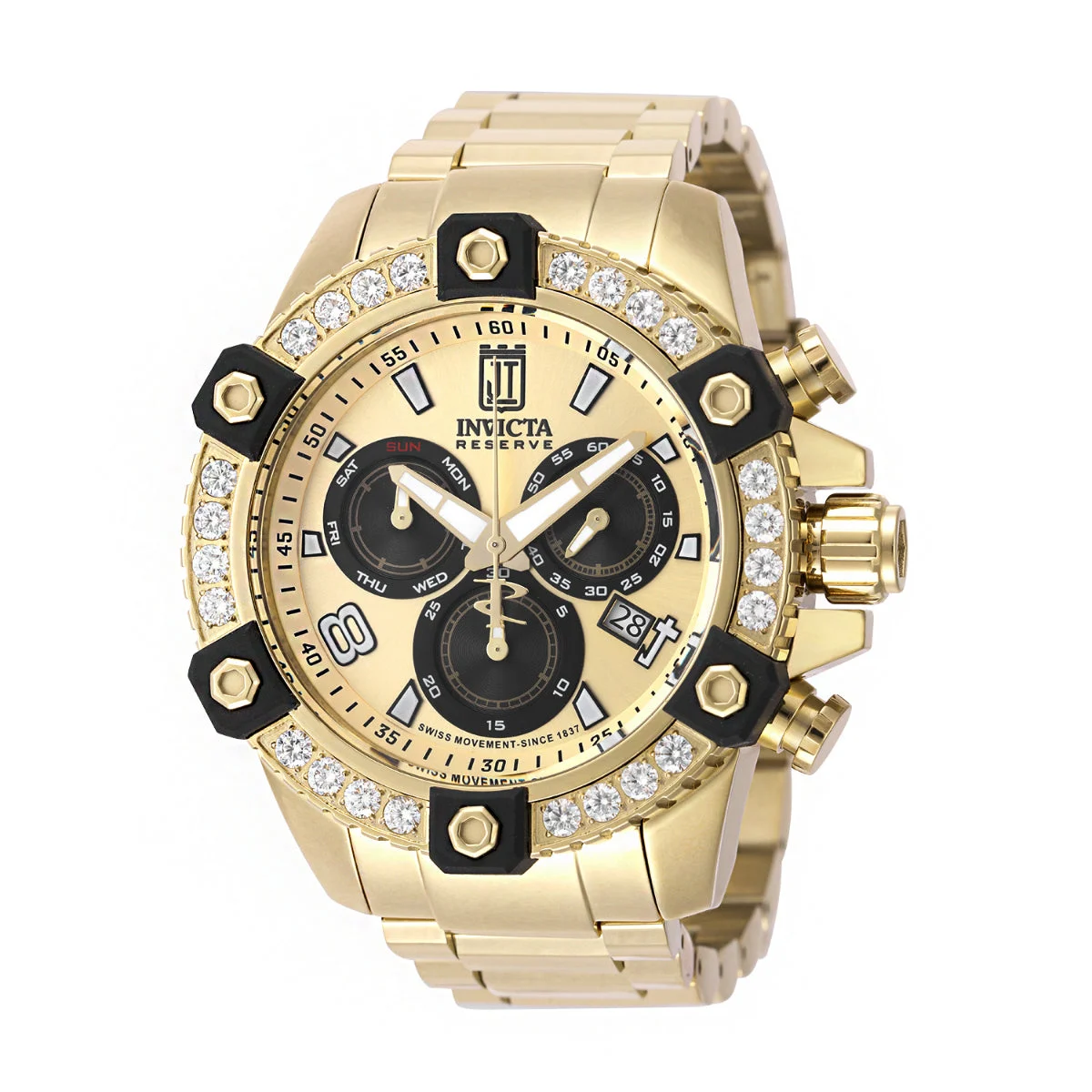 Invicta Cerified LG Diamond Swiss Ronda Z60 Caliber Watch - 50mm, Gold (51291) 50 mm kol saati