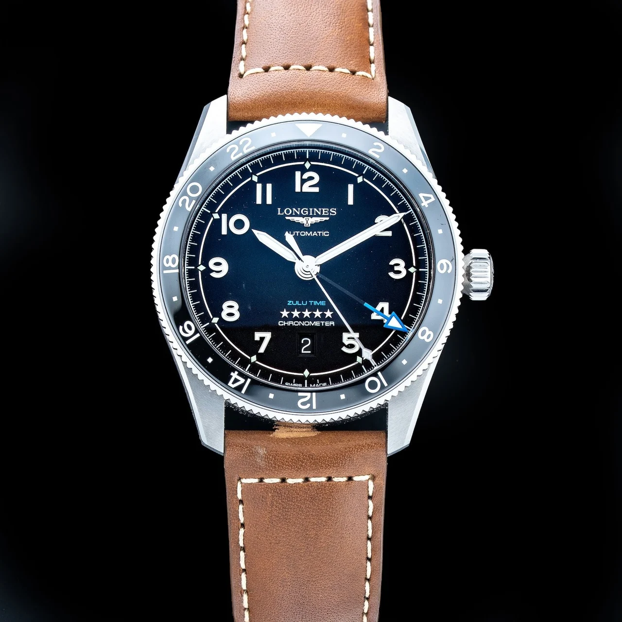 Longines Spirit L38124536 Black Dial Zulu 210009N36131 42 mm kol saati