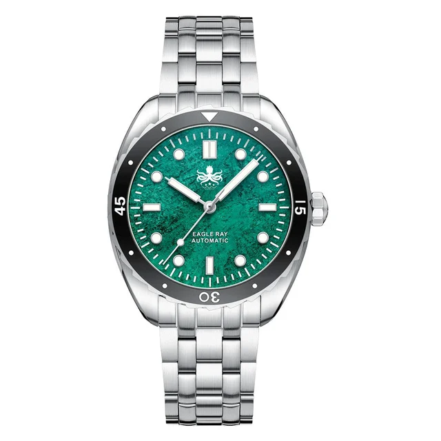 Phoibos Eagle Ray Automatic Diver with Green Jade Dial #PY065AN kol saati