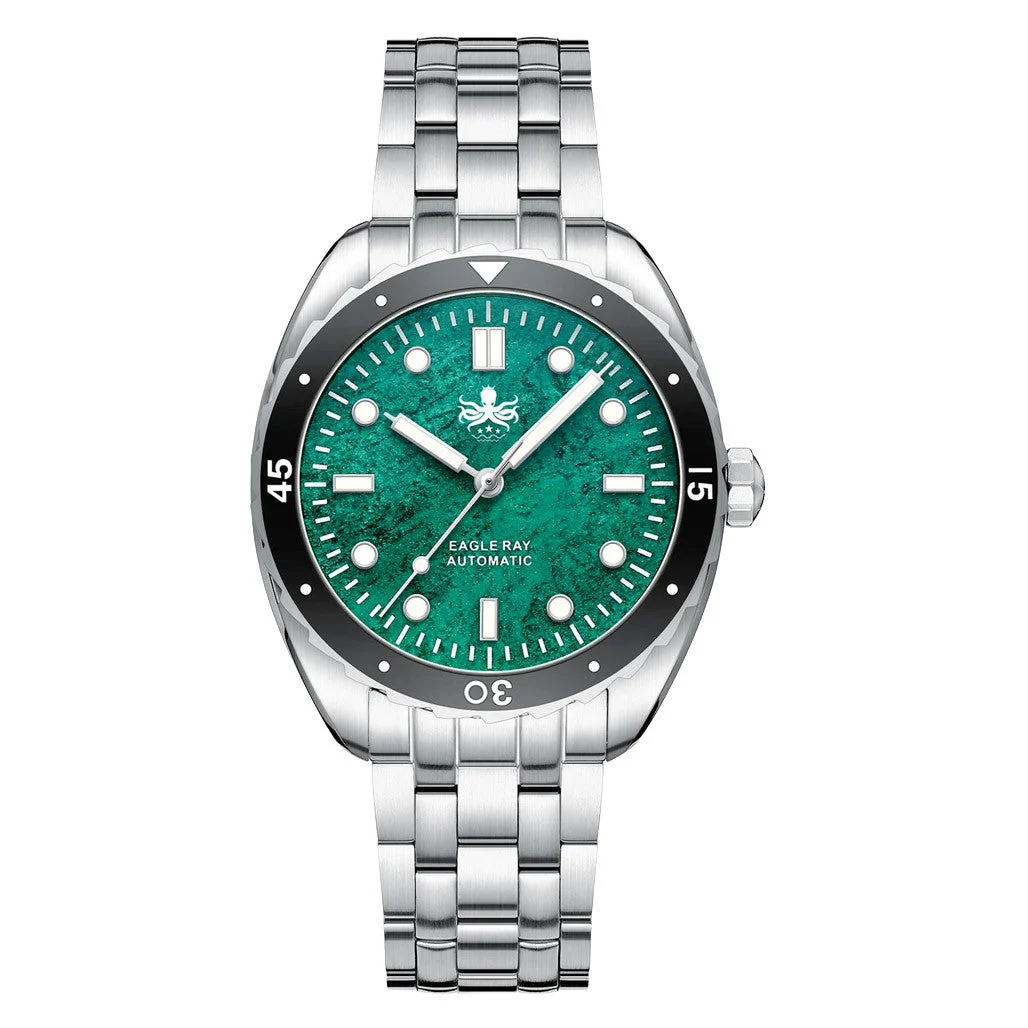 Phoibos Eagle Ray Automatic Diver with Green Jade Dial #PY065AN 40 mm kol saati