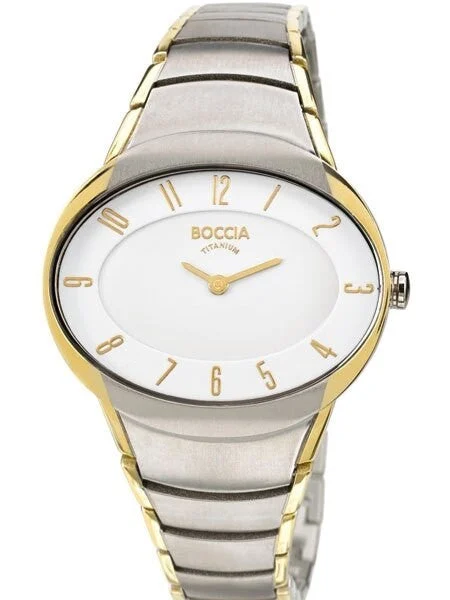 Boccia Quartz Watch with an Oval, Two-Tone Titanium Case and Matching Bracelet #3165-11 ko